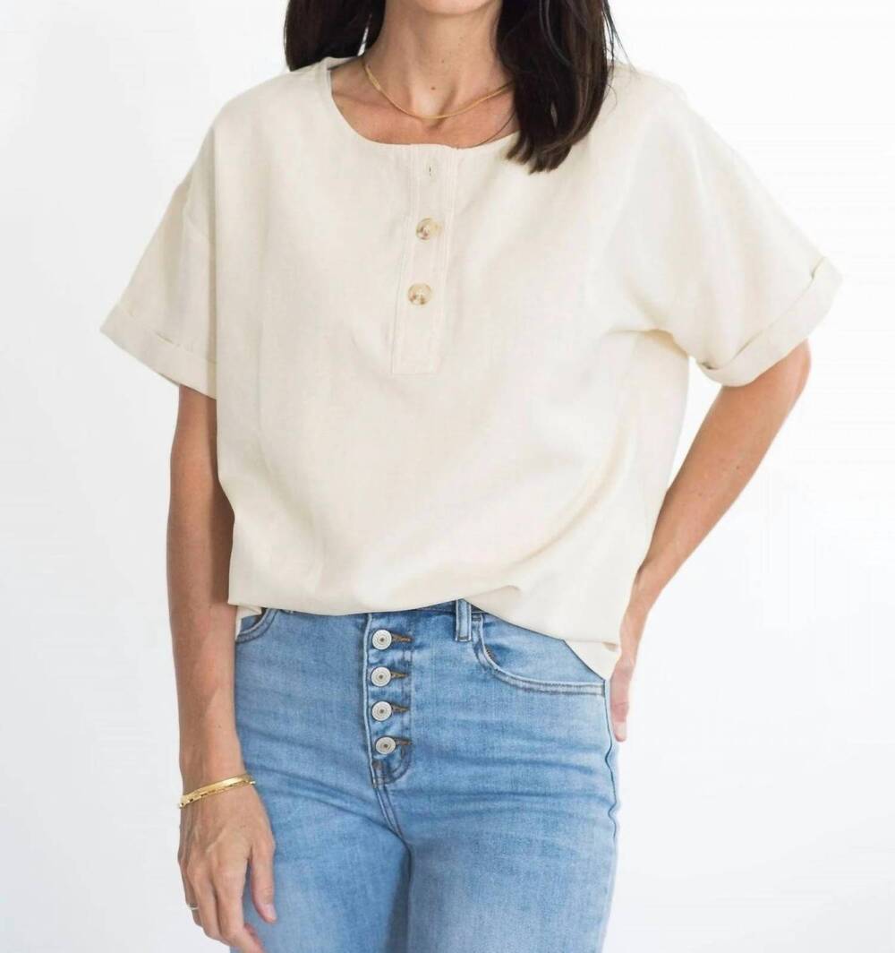 NEW WISHLIST mccarty short sleeve blouse in cream